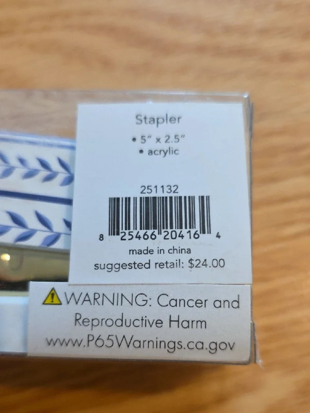 Draper James White Stapler with Blue Leaf Print